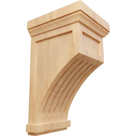 Ekena Millwork 7"W x 7 1/2"D x 13"H Fluted Corbel, Red Oak COR07X07X13FLRO
